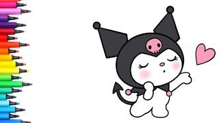 How to Draw a Cute Kuromi Easy Drawing Coloring Painting for Kids