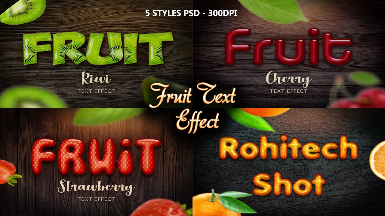 5 Fruit Text Effects for Photoshop | PSD Mockup | Graphic | Free ...