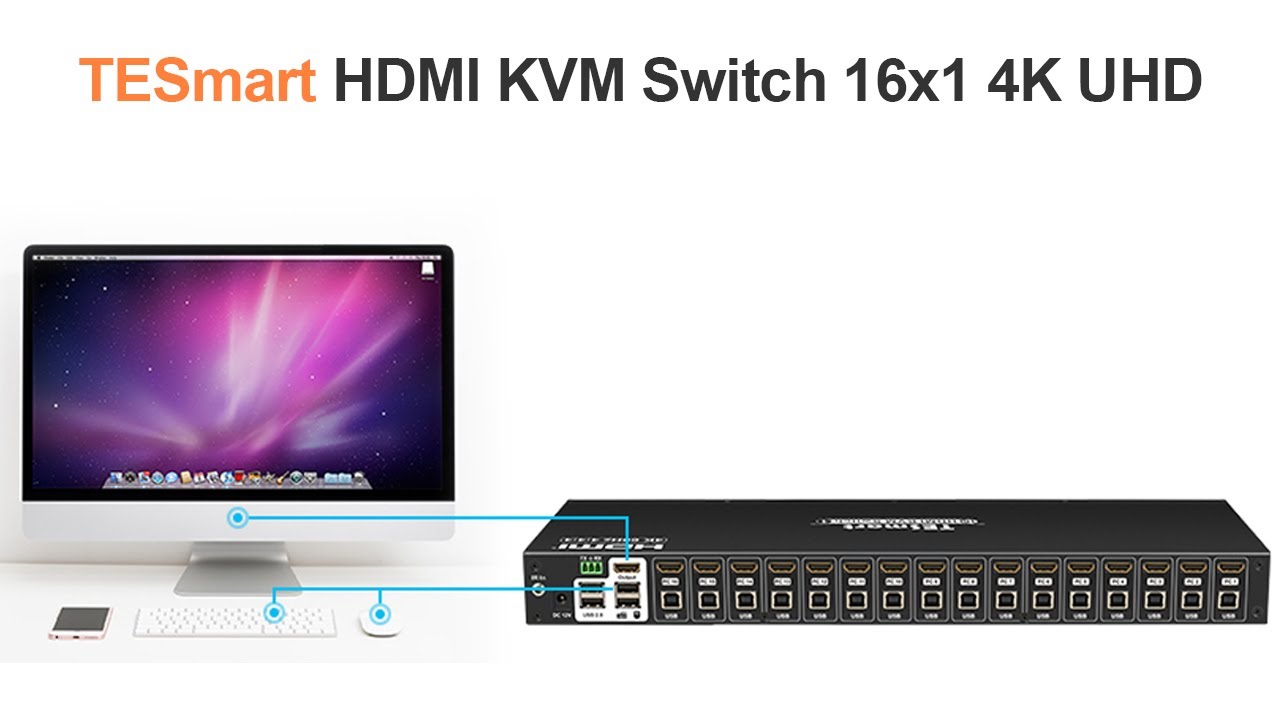 Câble KVM standard TESmart 1,5 m/3 m/5 m Câble HDMI + USB 2.0