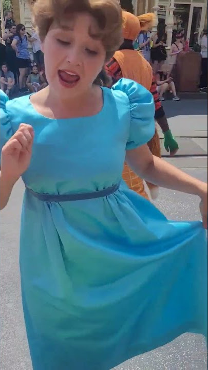 Wendy giving our Tinks a hug at Magic Kingdom. During Festival of Magic Parade! #magickingdom #wendy