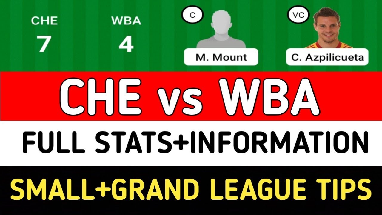CHE vs WBA Dream11 Team | Chelsea vs West Bromwich Albion Football Today Match Prediction