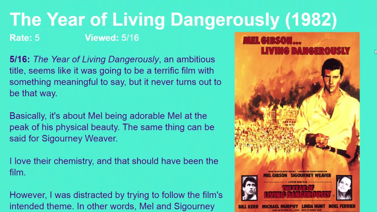 movie review the year of living dangerously