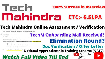 Tech Mahindra Result Update / Onboarding / NATS Registration / Offer Letter/ Elimination Round? #Job