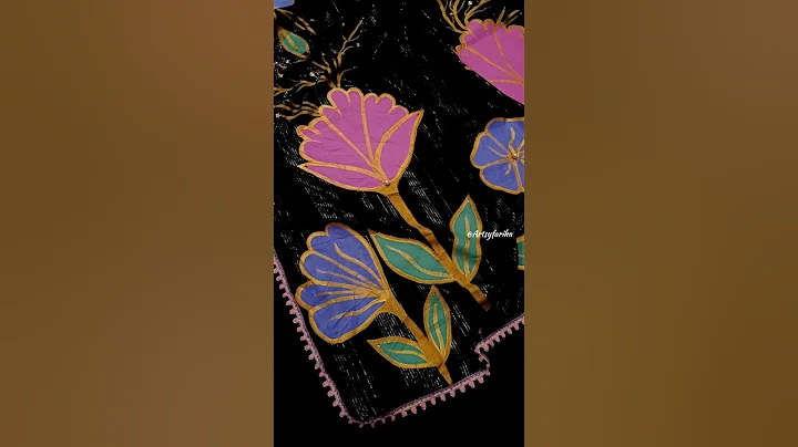 Hand painted black dupatta #jannatkpatty #article #handpainted #painting #art #fabricpainting #diy
