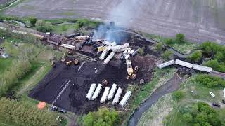 Drone Captures Ongoing Repair Work At Train Accident Site in Iowa - 1197714-3