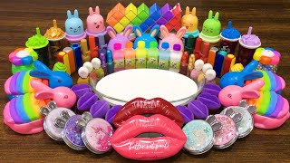 RABBIT slime!!! Mixing makeup, clay and more into GLOSSY slime!!!Relaxing Satisfying Slime Video #36