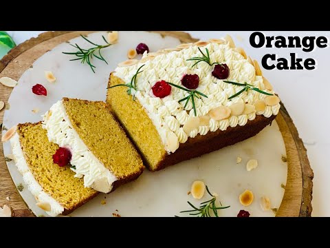 Eggless Orange Cake - using fresh orange juice | Orange Cake | Flavourful Food