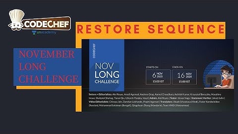 Restore Sequence Codechef Solution| November Long Challenge 2020