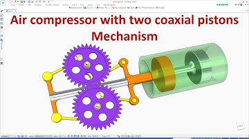 Solid Edge Assembly & Motion Animation #40 | Air Compressor With Two Coaxial Pistons Mechanism