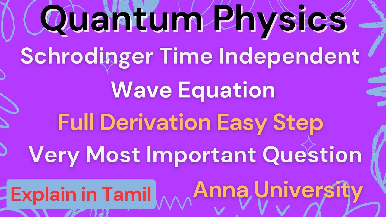 Schrodinger Time Independent Wave Equation | Quantum Physics |Explain ...