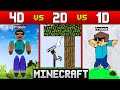 Playing minecraft in 4d 3d 2d and 1d