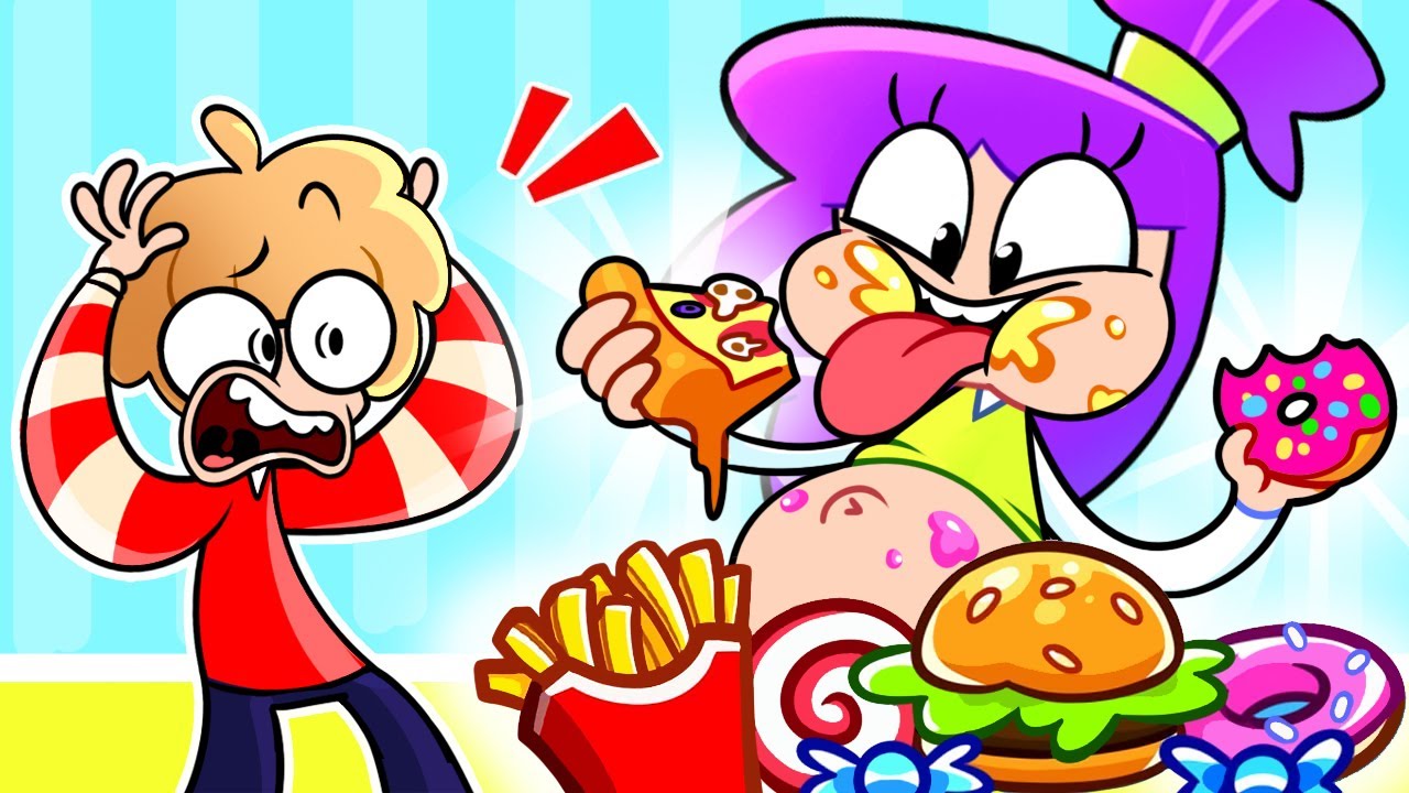 Healthy VS Junk Food! 🥘 🍟 🍔 Do Not Overeat! ❌ ⚠️ Funny English for Kids! 🐣