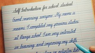 CURSIVE WRITING | Self Introduction for New Admission School Students in cursive handwriting