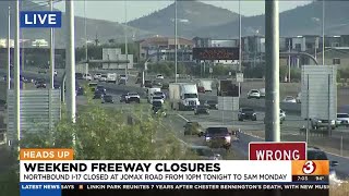 Northbound I-17 to shut down for weekend construction