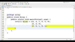 Tugas membuat dan menampilkan elemen array pada java.