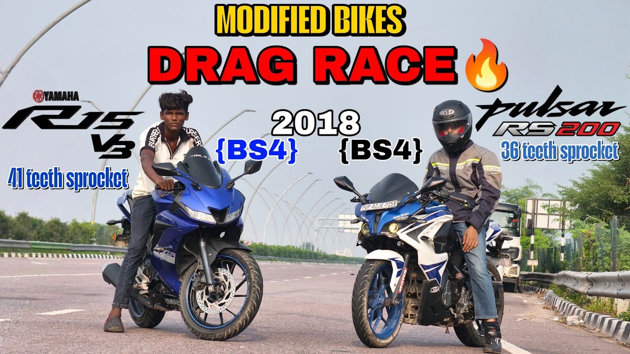 PULSAR RS200 {BS4} VS R15V3 {BS4} 🔥||DRAG RACE 💥||MODIFIED BATTLE ⚙️||TOP SPEED RACE...