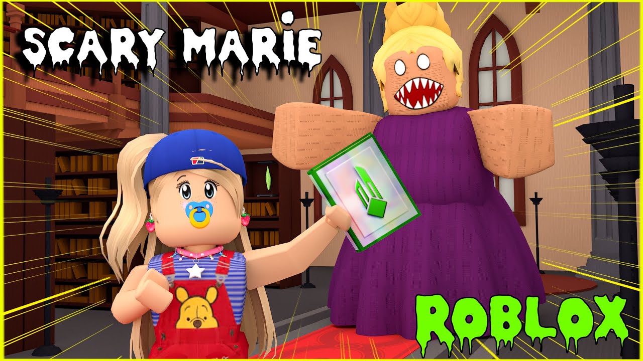 👧🏼 SCARY MARİE'NİN KÜTÜPHANESİNDEN KUTSAL KİTAP ÇALDIM 😱 ROBLOX ESCAPE