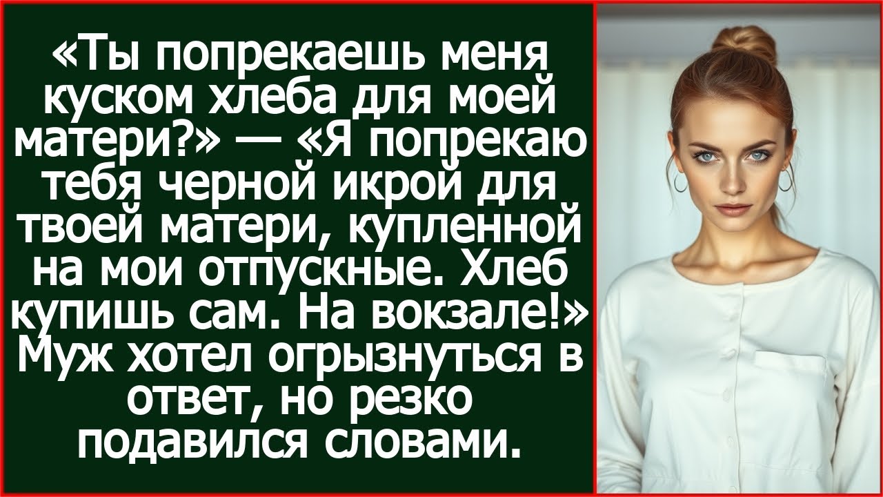 Ты купил черную икру для своей матери на мои отпускные? Отлично! Хлеб купишь на свои. На вокзале