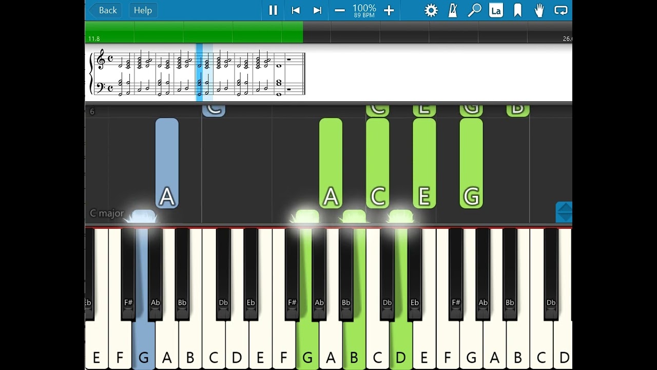 G Am7 CM7 Dsus4 piano chords Synthesia for Nate