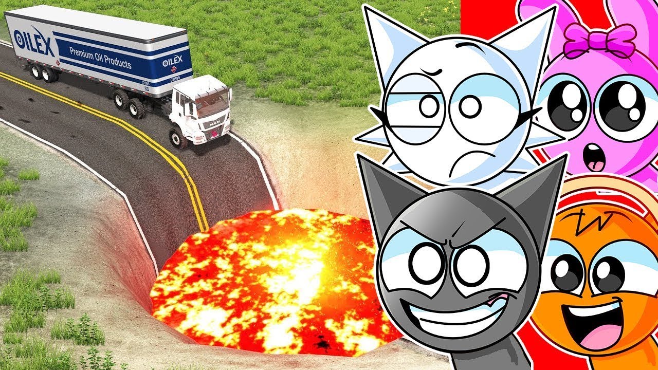 CARS VS GIANT LAVA PIT!