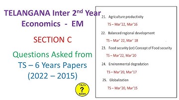 Telangana TS Inter 2nd Year Economics Previous year Questions from Section C 2 marks questions