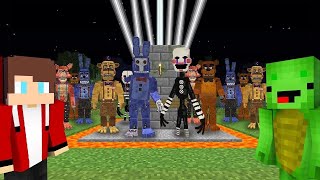 Can Our Security Village Survive a FNAF INVASION? | jj and mikey (maizen) villager and village