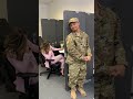 Military husband surprises wife at work shorts