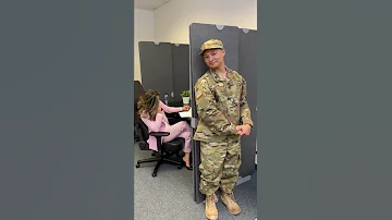Military husband surprises wife at work! #Shorts