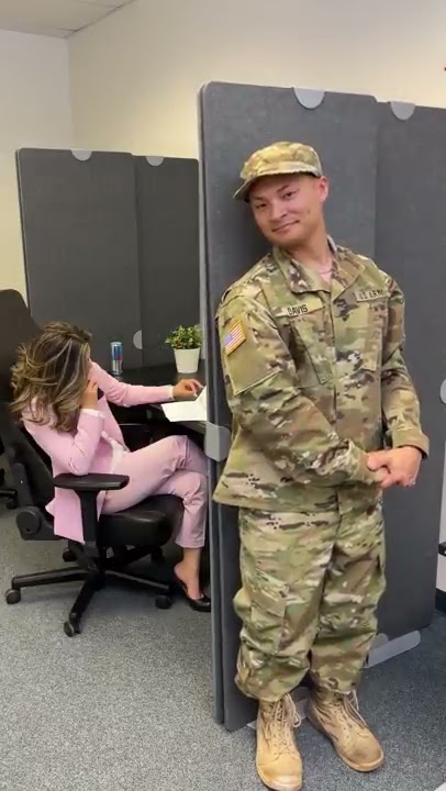 Military husband surprises wife at work! #Shorts