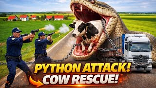 Celebrity Giant Python Attacks Cow | Heroic Rescue of Cow | Survival Story Wealth