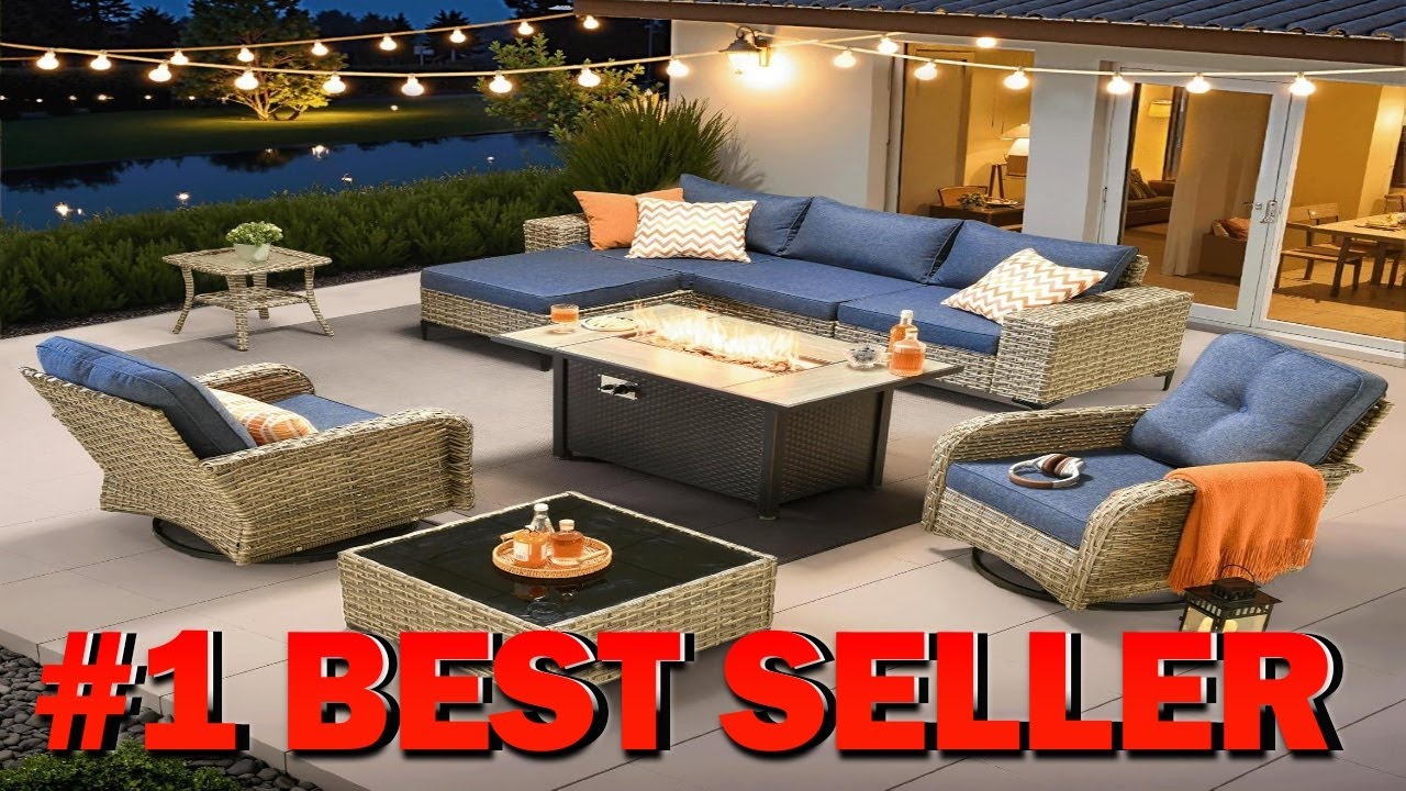 Комплект садовой мебели Ovios из 9 предметов: угловой диван и очаг - B0F52W6Z21