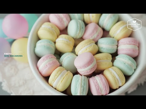 아기자기한 미니 마카롱으로 힐링하고 가세요~🍭 파스텔 요거트 마카롱 만들기 : Pastel Yogurt Mini <strong>Macarons</strong> Recipe | Cooking tree