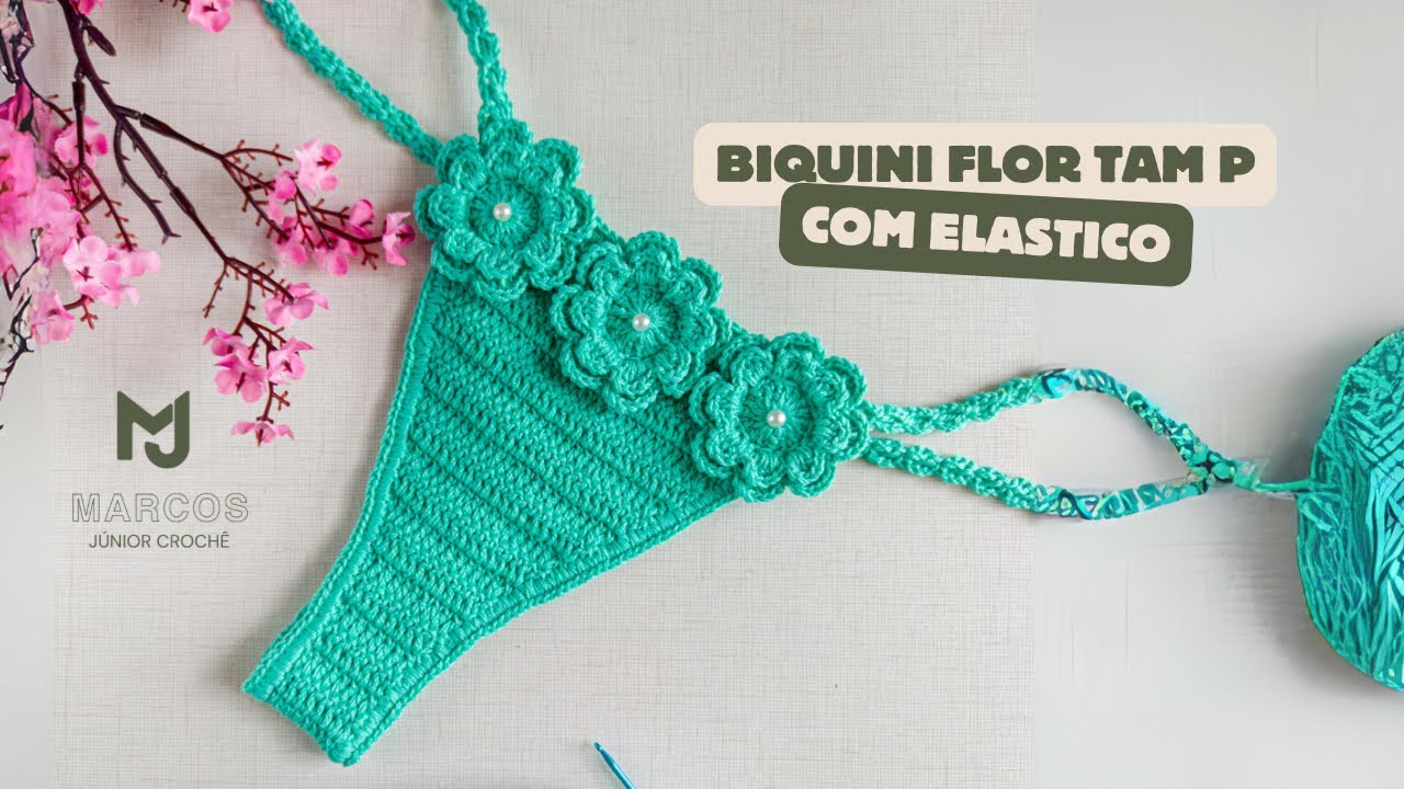 Calcinha Biquíni de crochê - passo a passo fácil - com elástico - por 