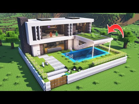 ⛏️ Minecraft :: Build a Simple Modern House for Starter 🏡 [마인크래프트 초보자용 모던하우스 짓기 건축강좌]