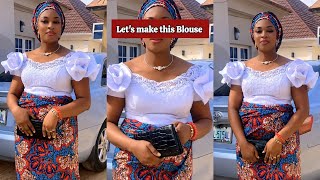 How to Cut & Sew This Elegant White Blouse | Off-Shoulder Lace Neckline + Flounce Sleeves