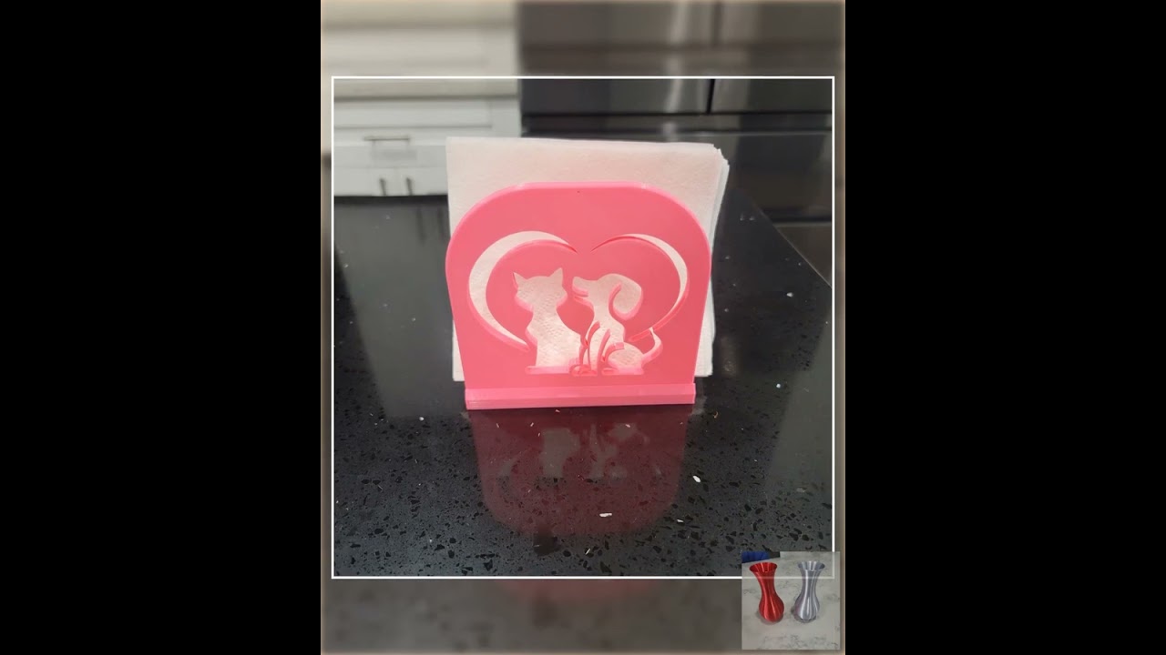 Cat and Dog in a Heart Napkin Holder | Kitchen | Patio | Deck