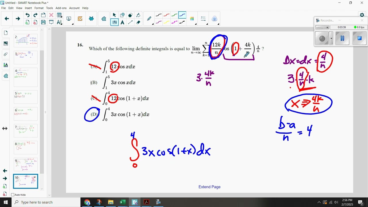Reimann Sum to Definite Integral Complex function and horizontal
