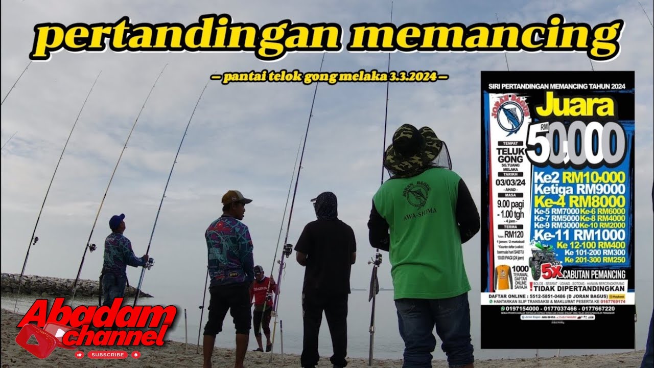 50K || PERTANDINGAN MEMANCING DI PANTAI TELOK GONG MELAKA 3.3.24 #fishing #surfcasting #mancing