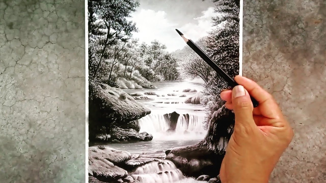 How to draw Landscape scenery of beautiful nature..step by step  🎨--🎨----🎨 - YouTube | Landscape scenery, Easy landscape paintings,  Scenery