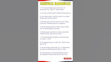 Who Was Srinivasa Ramanujan? | 10 lines on Srinivasa Ramanujan | #nationalmathematicsday
