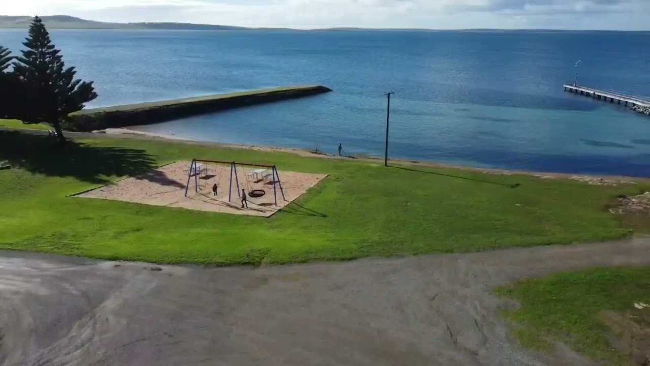 A view of our caravan at the lower section of Port Lincoln Tourist Park