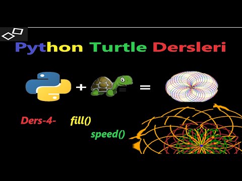 Python Turtle Dersleri-4-  Turtle Hareketini ayarlama ve boyama ,fill , speed()