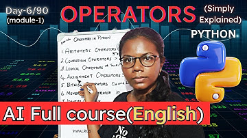 Day-6/90 | Part-1/2 | AI, DS and ML complete course for beginners in English | Hire Ready| Operators