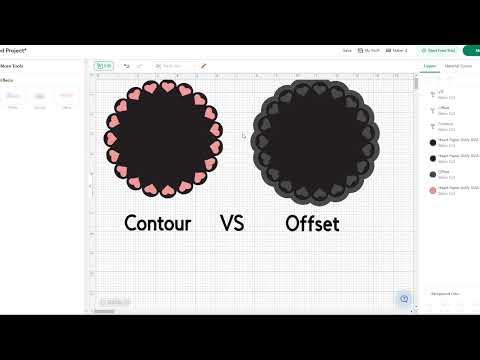 Cricut design space offset tutorial, offset vs contour for layered shapes crafts #designspacetips 