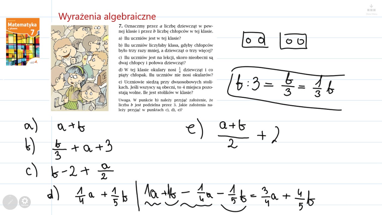 Zad. 7 str. 157 WYRAŻENIA ALGEBRAICZNE Matematyka z Plusem 7 - YouTube