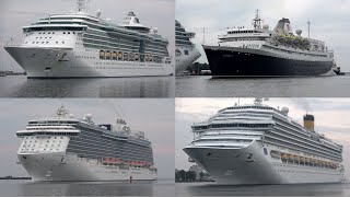 4K | Giant Cruise Ship Parade at Port Rostock Warnemuende in Ultra HD