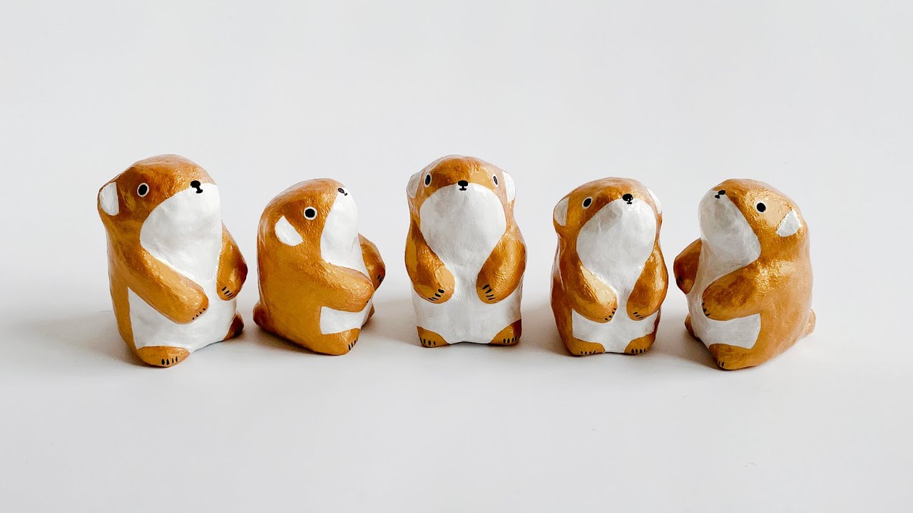 プレーリードッグのようなネズミの張り子を作る｜Paper mache 
