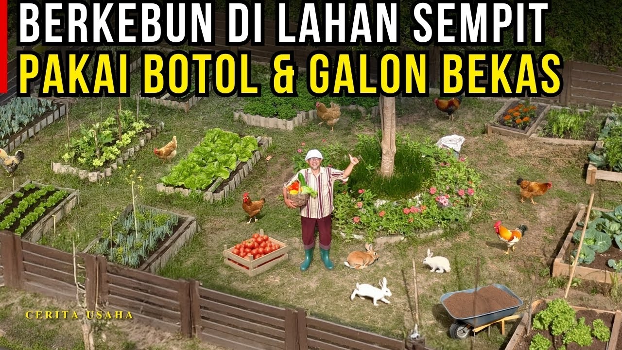 BERKEBUN DI LAHAN SEMPIT PAKAI GALON BEKAS DAN POT DENGAN METODE VERTIKULTUR | CERITA USAHA