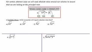 MathCamp321: Algebra 2 - Roots of Real Numbers (5.5)