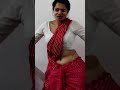Folk dance in ren chiffon saree with white full hand blouse saree